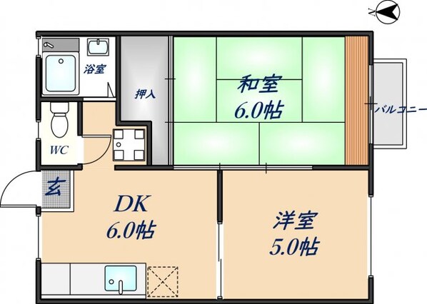 瓢箪山駅 徒歩9分 2階の物件間取画像